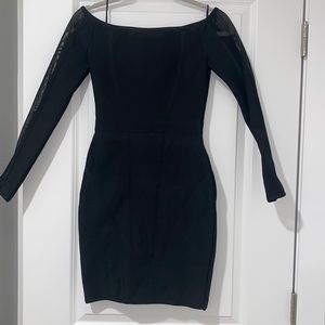 Black of the shoulder bandage mini dress, size s, worn one time only